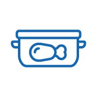 放在容器内的食物图标，表示带外盖的食品容器