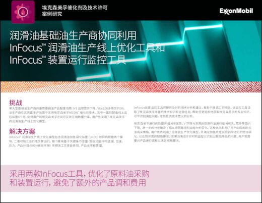 催化剂技术许可案例分析：润滑油基础油生产商协同利用 InFocus™润滑油生产线上优化工具和InFocus™装置运行监控工具