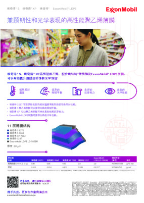 采用我们的高性能聚乙烯，运用宏湾共挤下吹水冷设备，生产兼顾韧性和光学表现的高品质薄膜。
