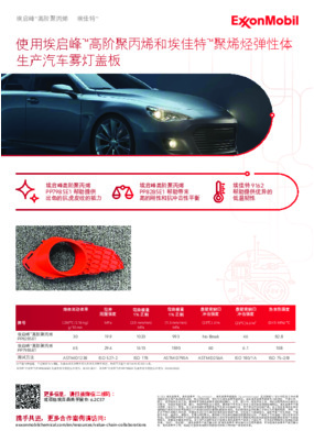 赢泰使用埃启峰™高阶聚丙烯和埃佳特™聚烯烃弹性体打造汽车雾灯盖板解决方案。