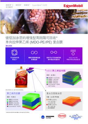 打造基于聚乙烯的增强型包装解决方案，使其不但具有非常高的阻氧和阻水性能 ，还有出色的挺度和光学性能，从而帮助实现替代更难回收的多材质包装解决方案。（* 特指在具有收集和回收塑料薄膜计划和设施的社区内可回收）