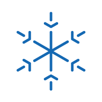 Icon of a snow flake describing low temperature performance.